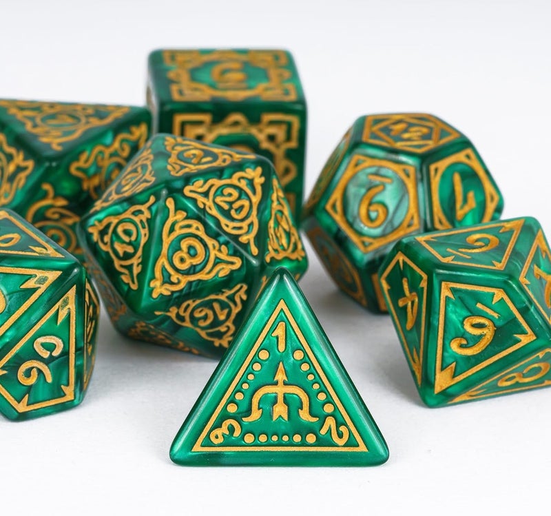 Poludie Dice DND, Polyhedral Dice Set(7 Pcs) D&D Dice with Leather Dice Bag for Role Playing Dice Games RPGs(Druid - Green) - Image 4